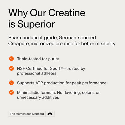 Momentous Polvo de monohidrato de creatina y limón, creatina en pol...