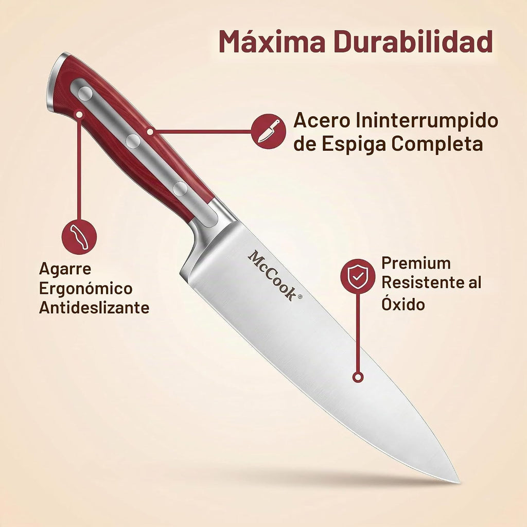 McCook® Juego de cuchillos de cocina de acero inoxidable con bloque...