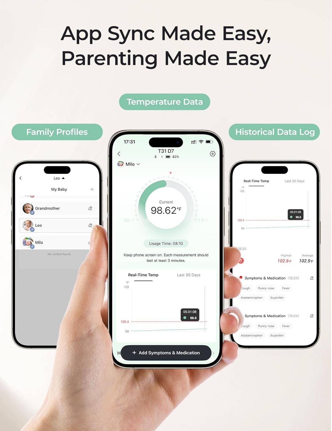 Momcozy Termómetro digital portátil para bebé, termómetro inteligen...