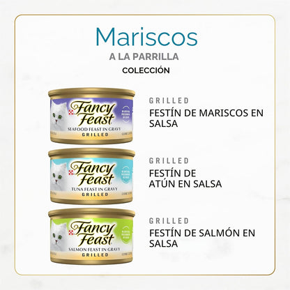 Purina Fancy Feast - Alimento húmedo a la parrilla para gatos, cole...