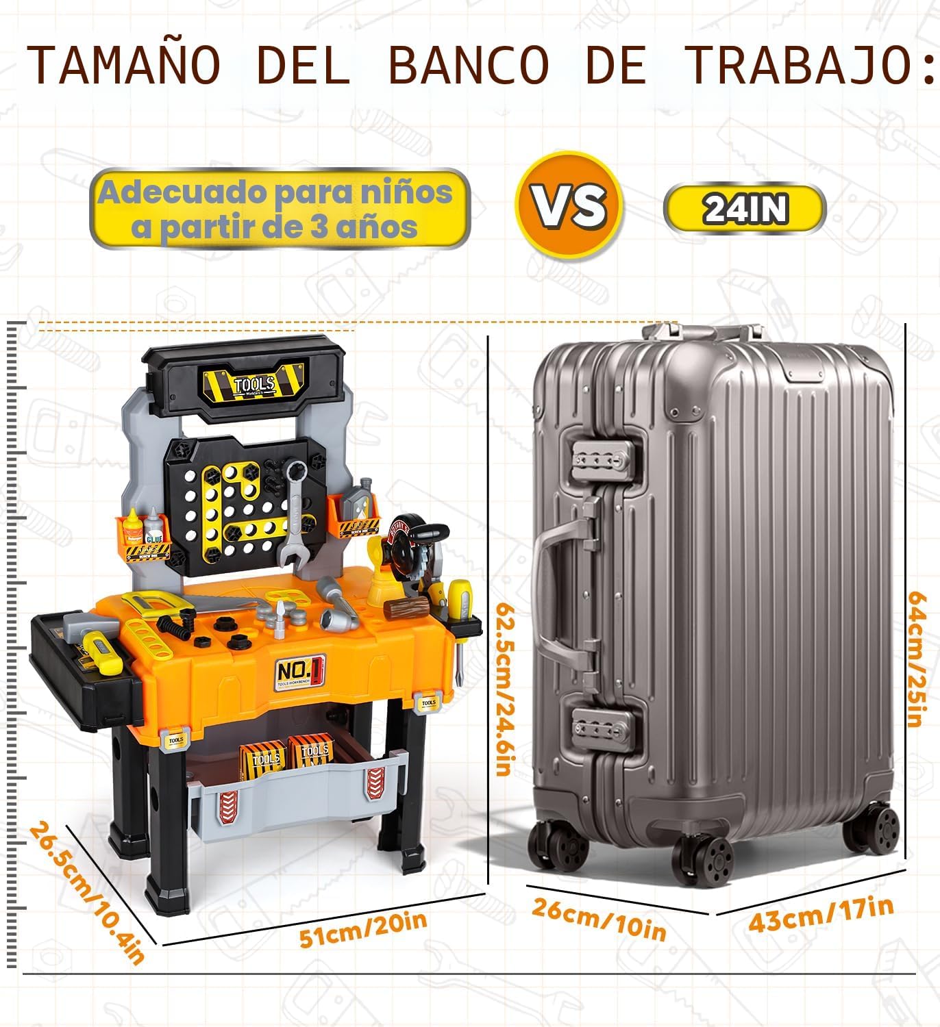 Lehoo Castle - Banco de herramientas para niños con taladro eléctri...