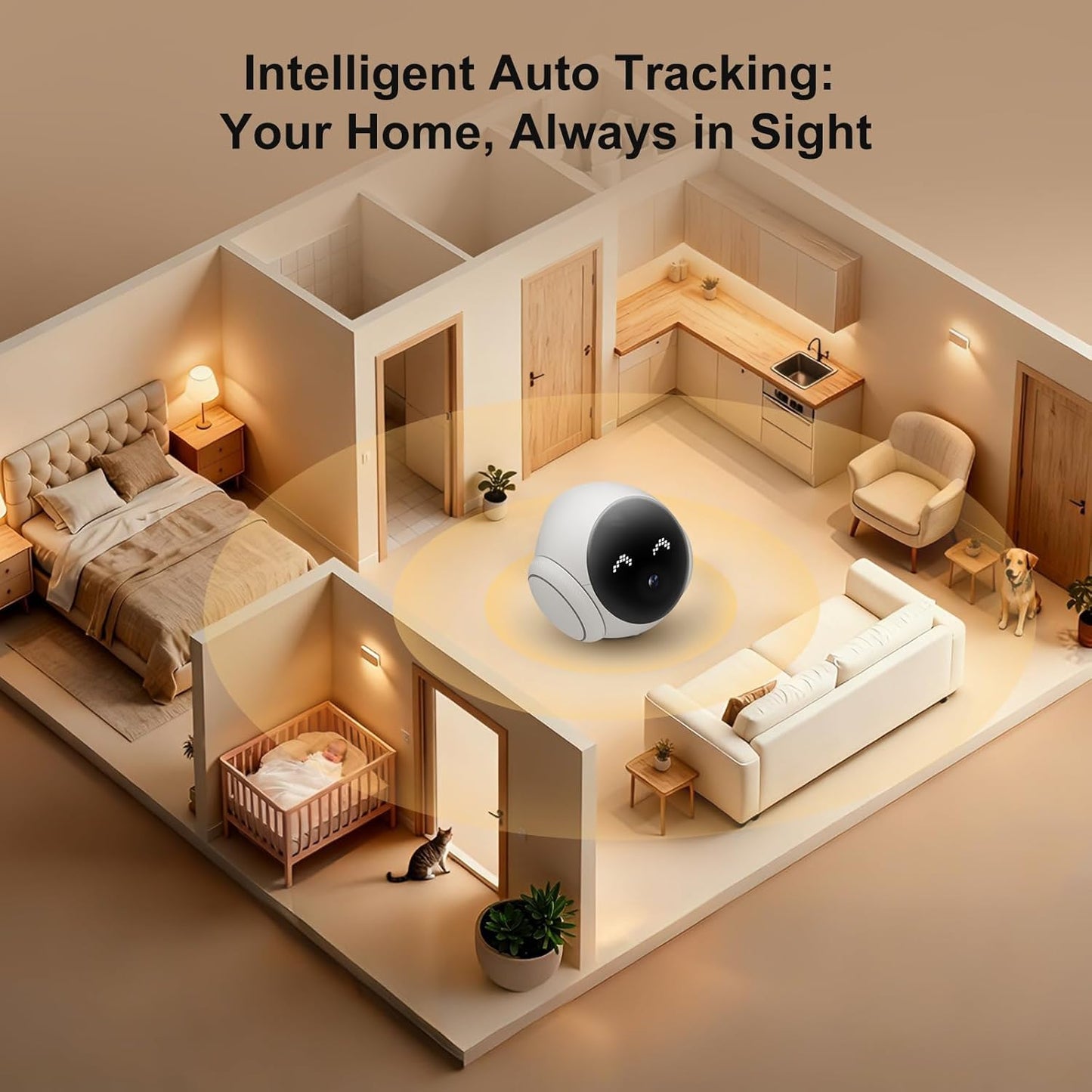 XZI Cámara robot móvil para interiores, seguridad familiar para gat...
