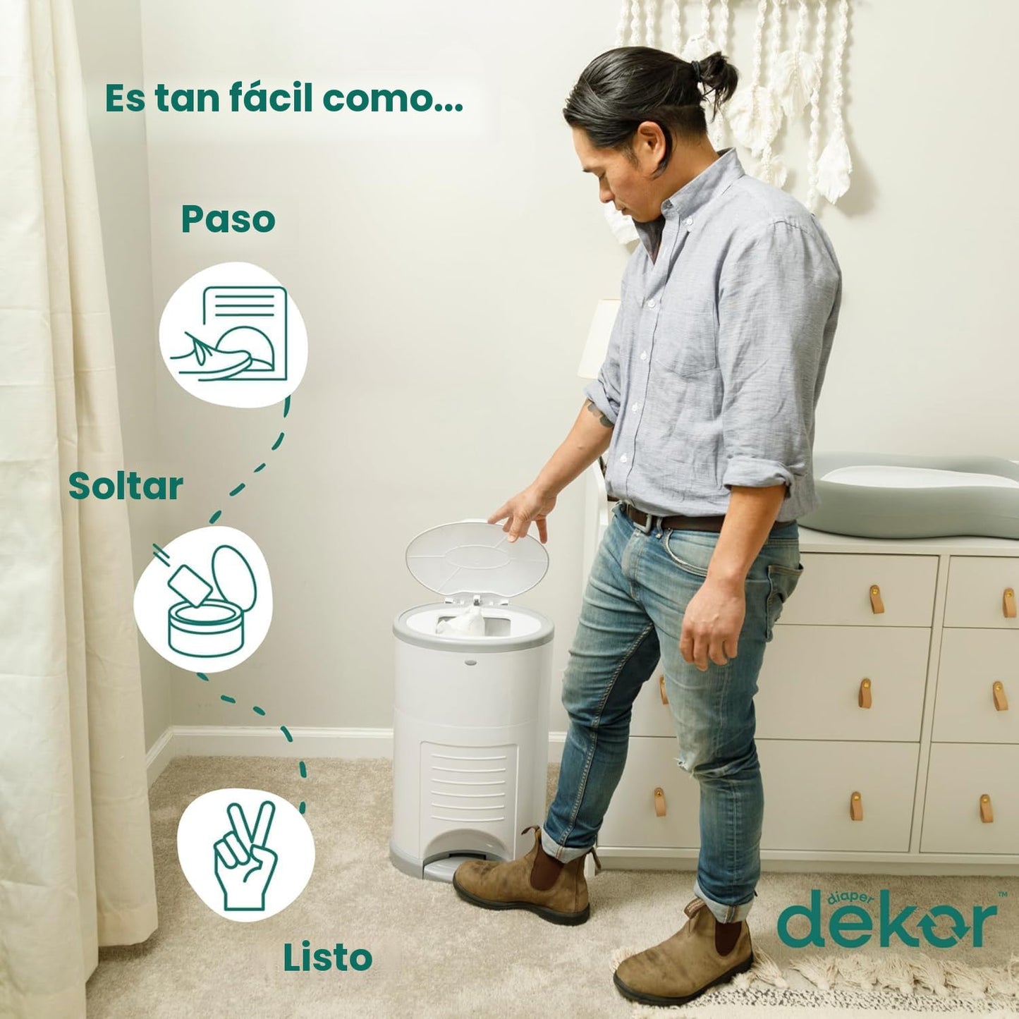 Diaper Dekor EKO Classic Cubeta de Pañales, Blanca | Única cubeta d...