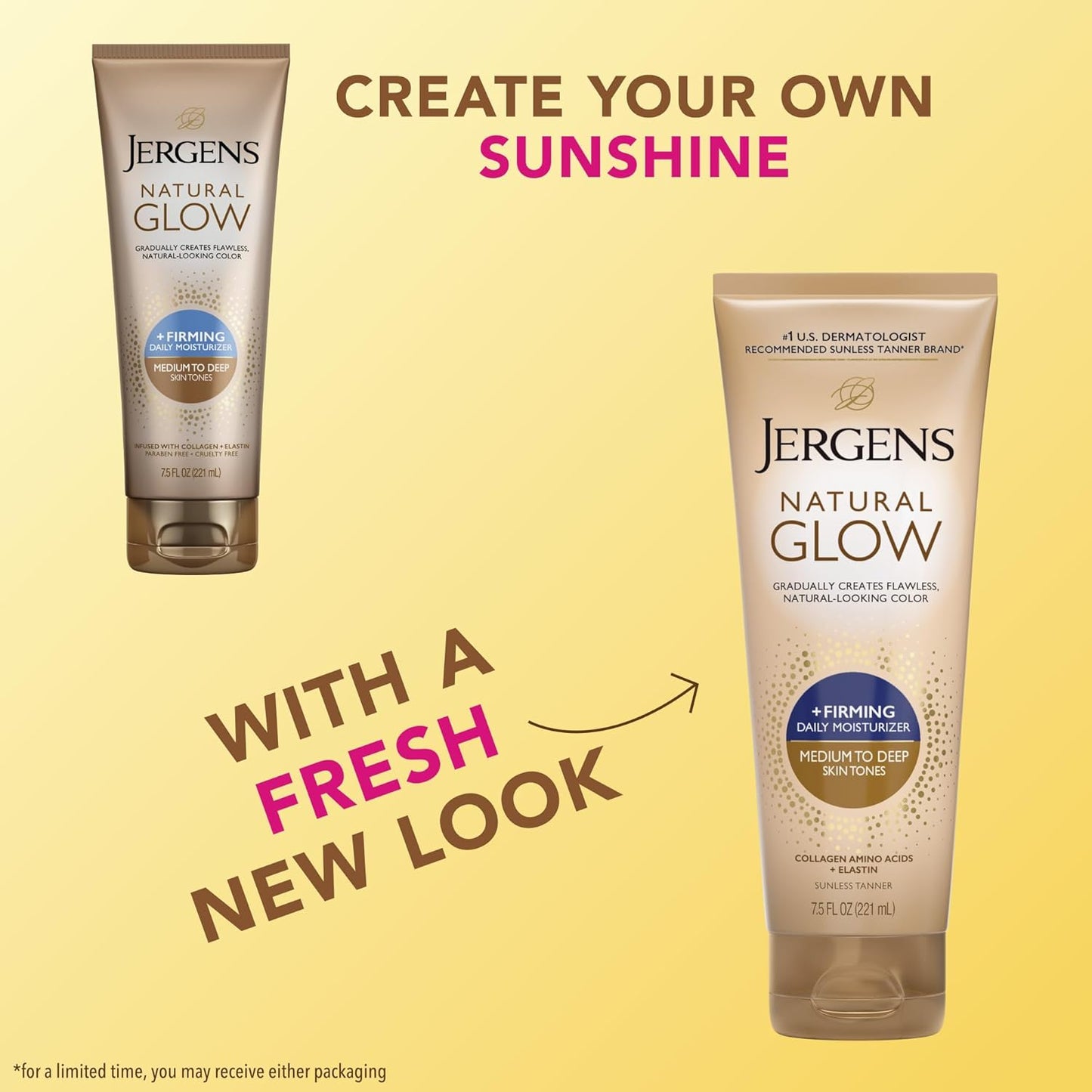 Jergens Natural Glow + Loción corporal autobronceadora reafirmante,...