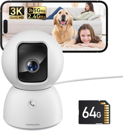 Cámara de 5 MP para seguridad del hogar, tarjeta SD gratuita de 64...
