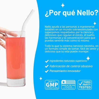 Nello Supercalm - Mezcla de bebida en polvo, reductor de cortisol y...