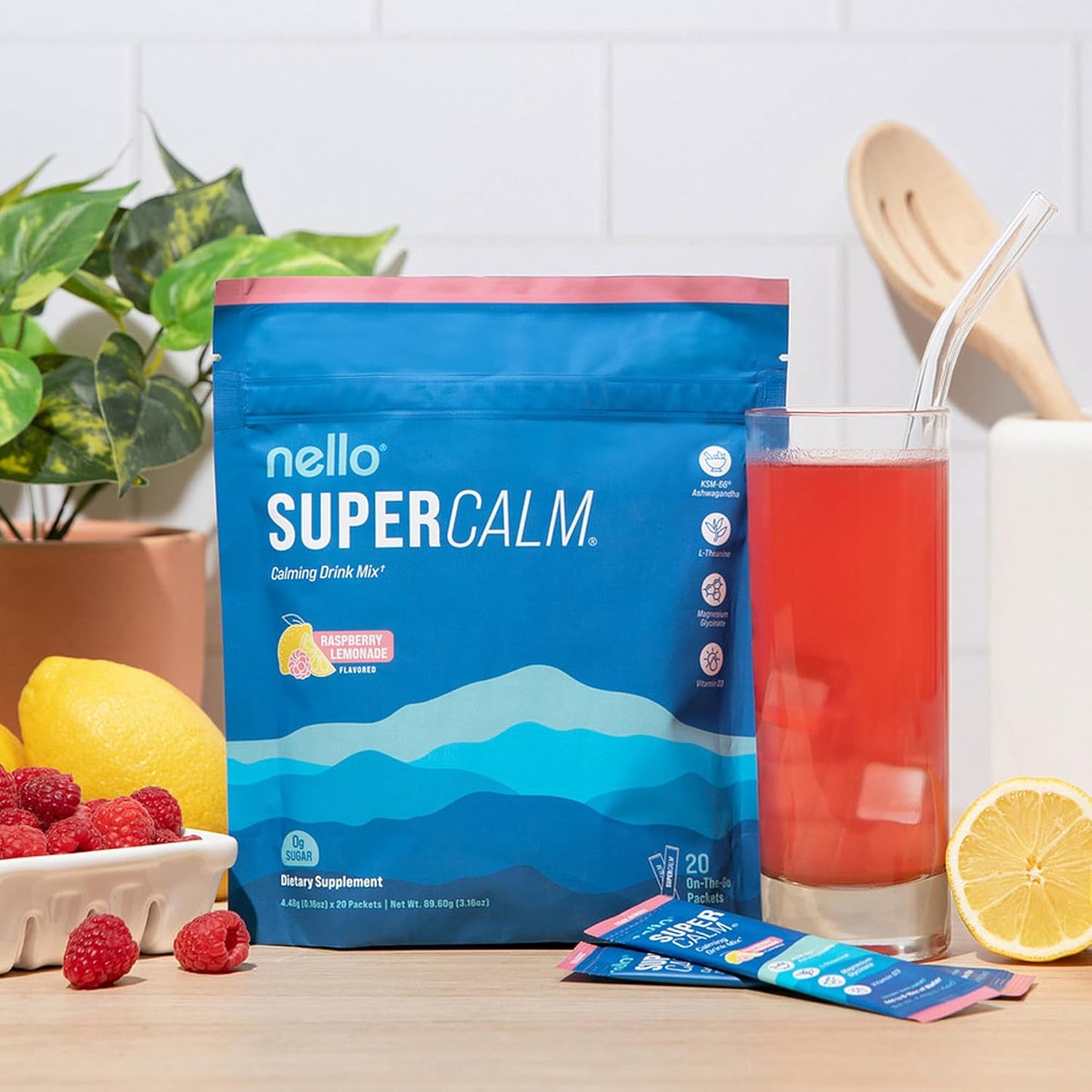 Nello Supercalm - Mezcla de bebida en polvo, reductor de cortisol y...