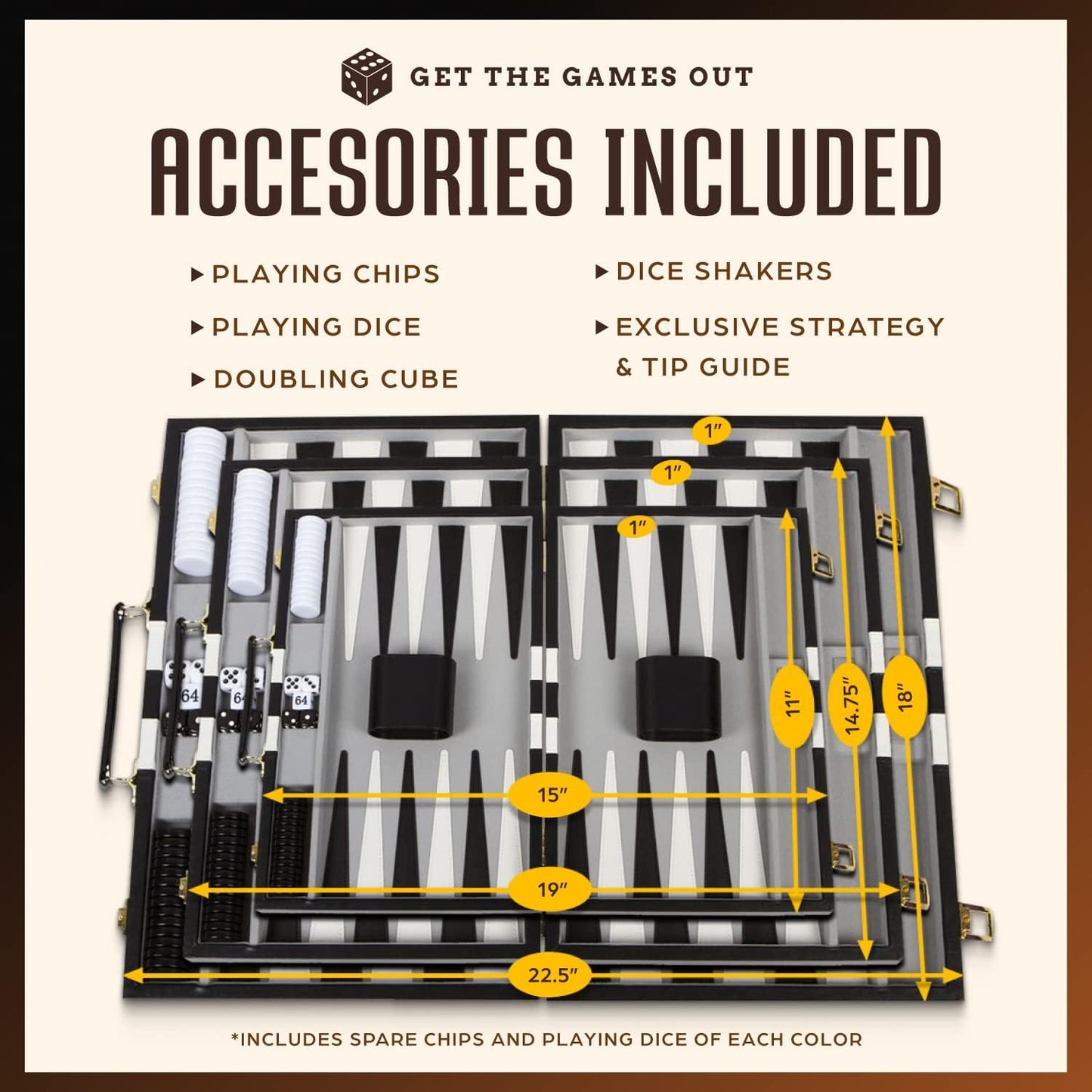 Get The Games Out Juego de Backgammon, Estuche de Juego de Mesa Clá...