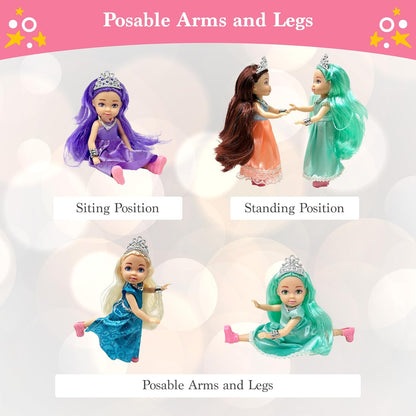 Juego de muñecas pequeñas con mini muñecas de princesa para niñas \...