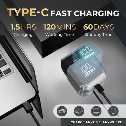 Afeitadora eléctrica de aluminio para hombres, mini maquinilla de afeitar eléctrica para afeitado facial con 3 cuchillas flotantes, navaja de viaje recargable de carga rápida USB-C, IPX7, impermeable