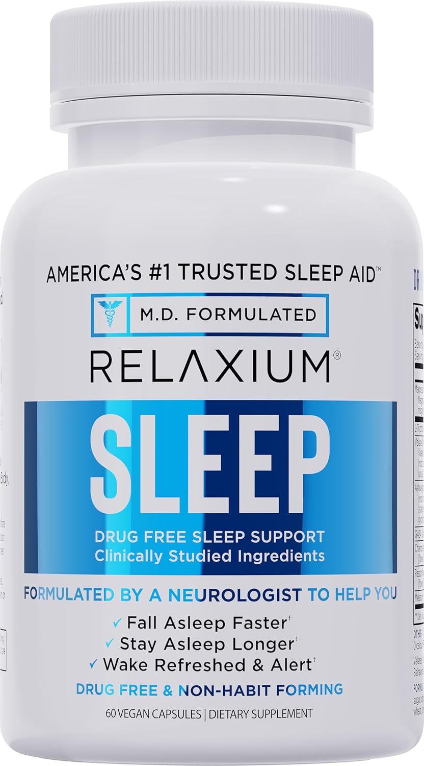 Ayuda para dormir Relaxium para adultos, melatonina 5 mg con glicin...