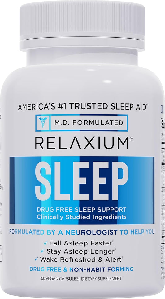 Ayuda para dormir Relaxium para adultos, melatonina 5 mg con glicin...