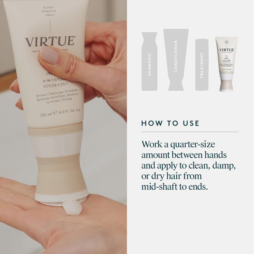 Virtue 6-en-1 Estilizador de Cabello, Crema de Peinado con Protecci...