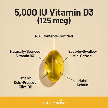 NatureWise Vitamina D3 5000iu (125 mcg) Suministro de 1 año para el...