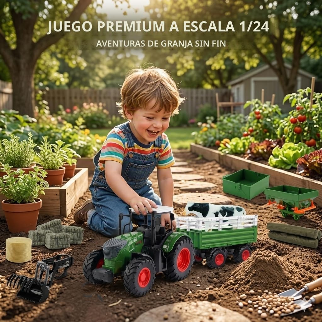 Peagprav Juguetes de Granja Tractor con Remolque - Juego de Tractor...