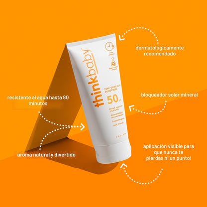 Thinkbaby SPF 50+ - Protector solar para bebés, 177 ml \u2013 Crema...