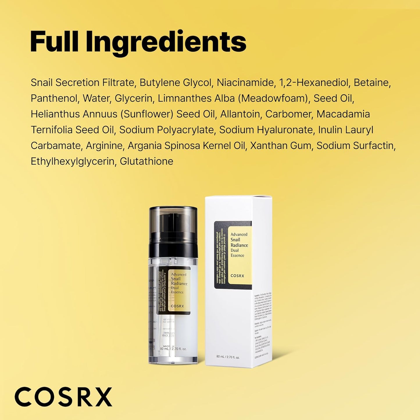 COSRX Mucina de Caracol 74% + Niacinamida 5% Doble Esencia, Suero Facial Antienvejecimiento para Piel Opaca, Piel Sensible, No Testado en Animales, Cuidado de la Piel Coreano, Regalos para Mujeres