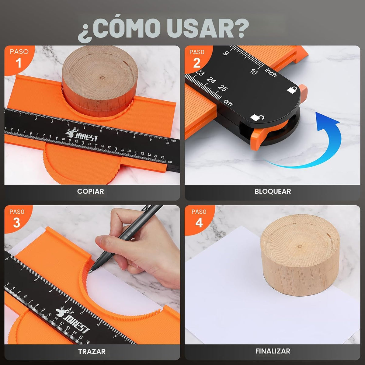 JOREST Medidor de contorno con bloqueo (10 pulgadas), ideas de rega...