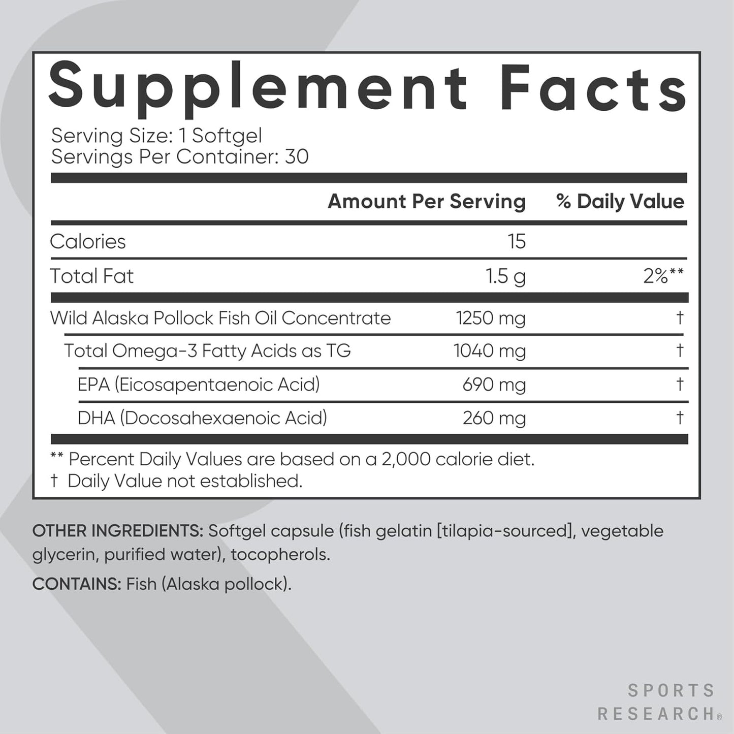 Sports Research Aceite de Pescado Omega 3 de Triple Potencia 1250mg...