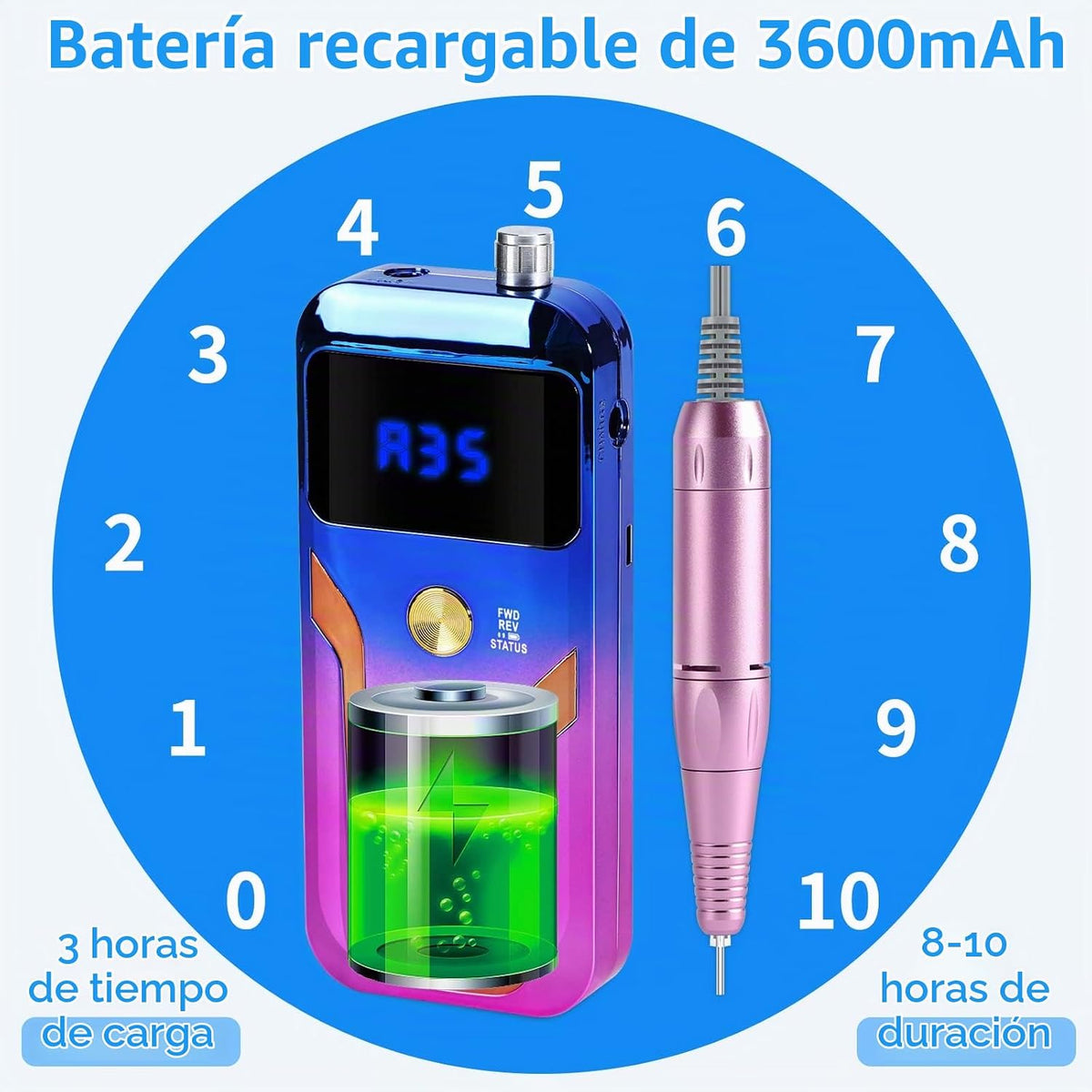 MOCOWIND - Taladro de uñas portátil profesional 35000 RPM, máquina...
