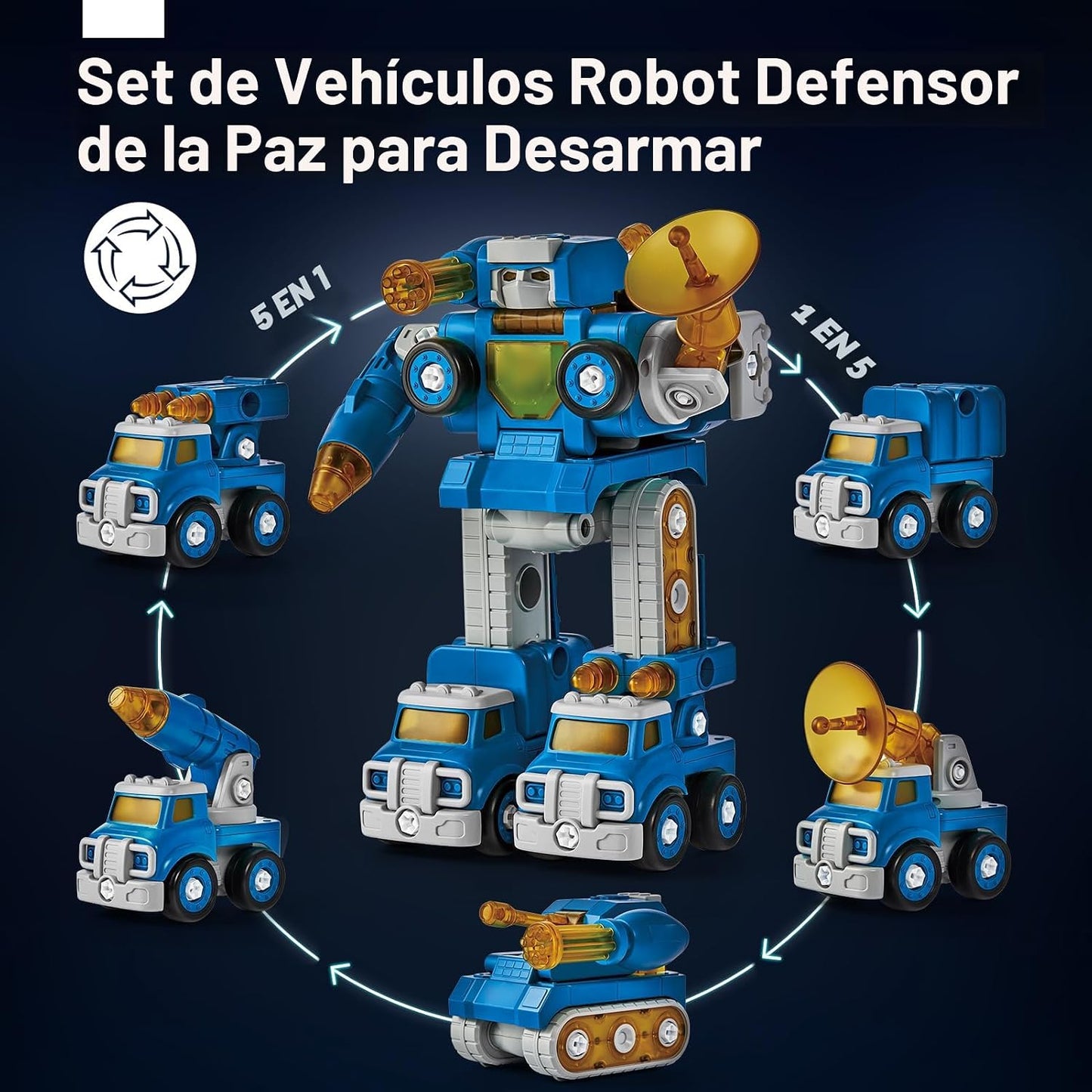CubicFun - Juguete de robot-vehículo para desmontar, 5 en 1, juguet...