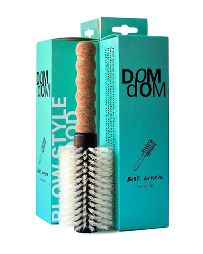 Cepillo de pelo de cerdas de jabalí de nailon, cepillo redondo, barril mediano de 2.3 pulgadas, antiestático, mango de agarre cómodo de corcho