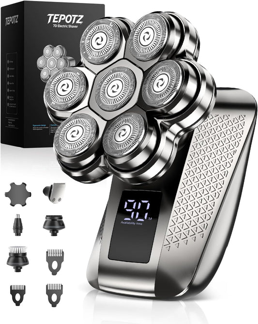TEPOTZ Afeitadoras de cabeza impermeables para hombres calvos, 7D h...