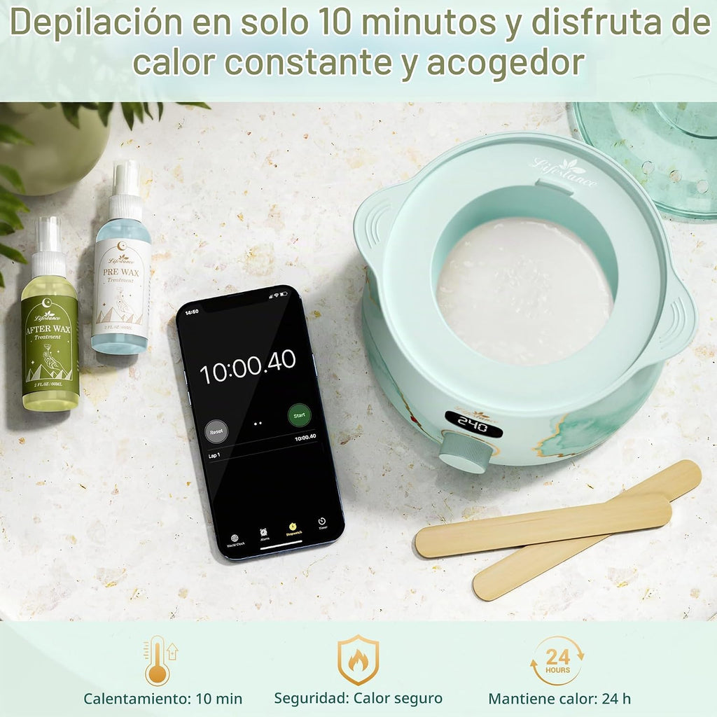 Lifestance Kit de depilación para mujeres y hombres - Calentador di...
