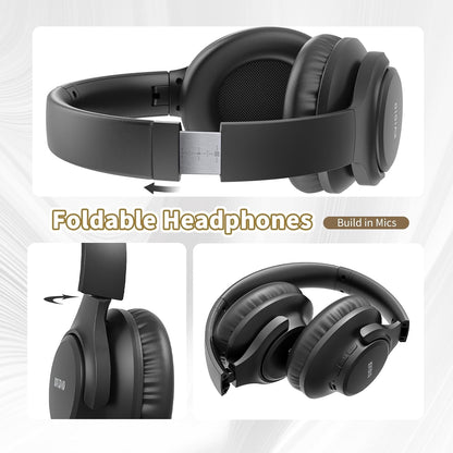 KVIDIO Auriculares Bluetooth sobre la oreja, 65 horas de reproducci...