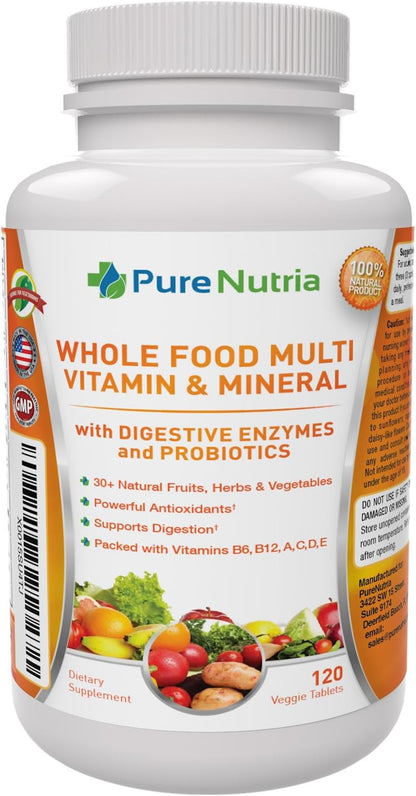 Multivitaminas y minerales integrales con enzimas probióticas \u201...