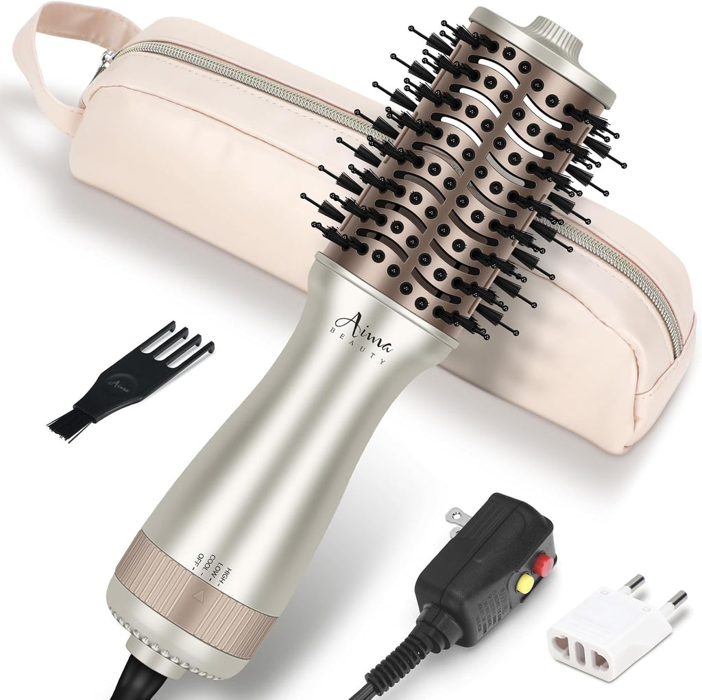 Aima Beauty Cepillo secador de pelo pequeño automático de doble vol...