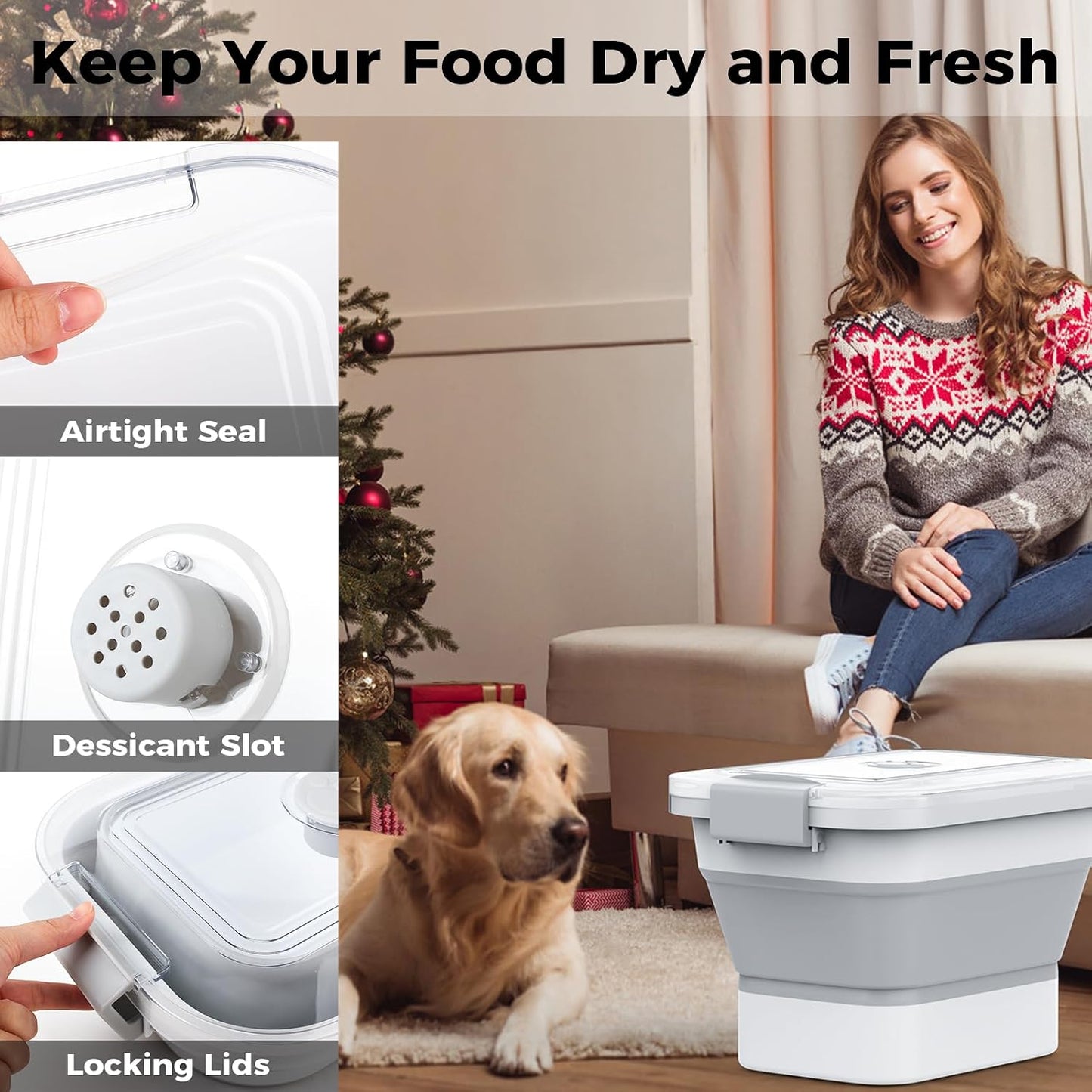 DDMOMMY Contenedor de almacenamiento de alimentos para perros de 10...