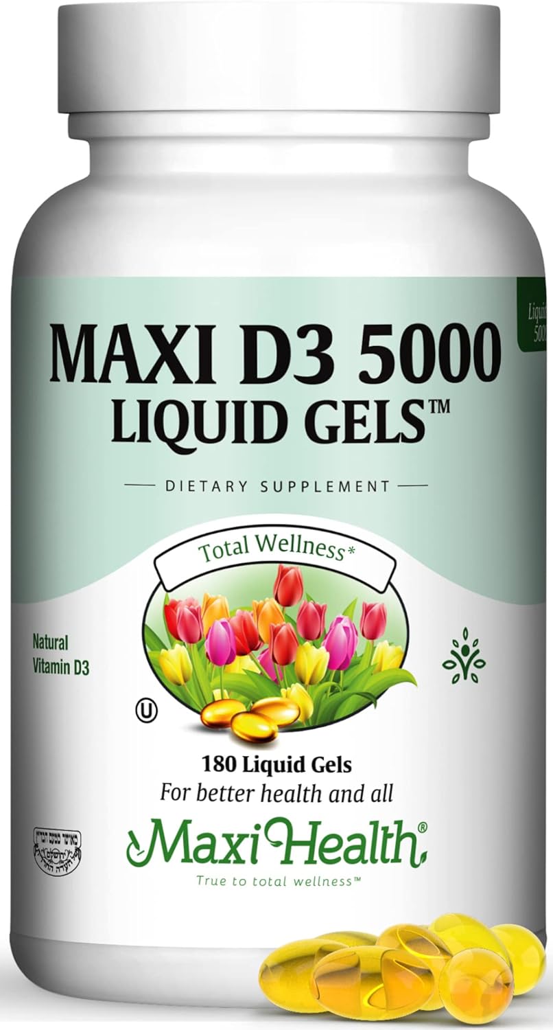 Maxi Health Vitamina D3 5000 UI cápsulas blandas \u2013 125 mcg D3...