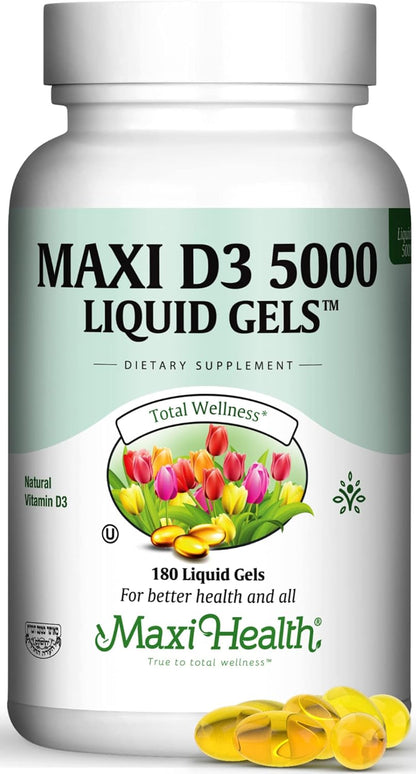 Maxi Health Vitamina D3 5000 UI cápsulas blandas \u2013 125 mcg D3...