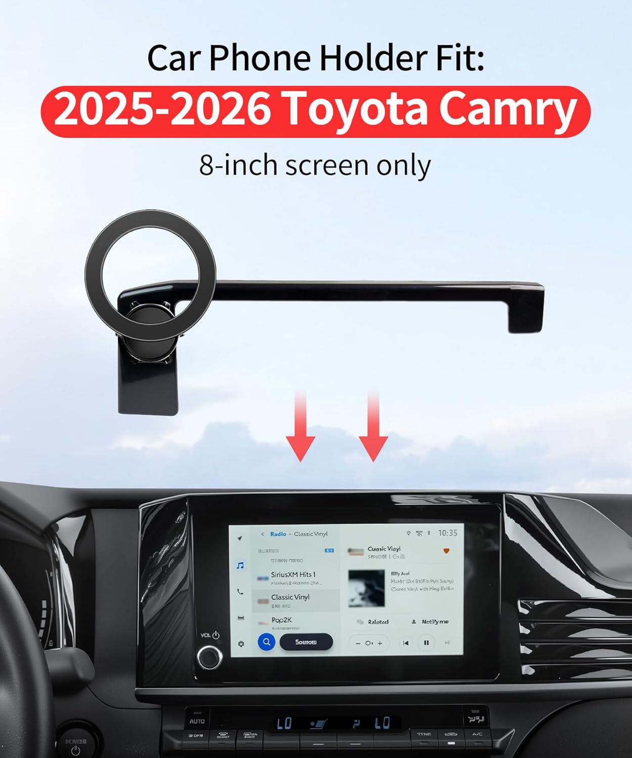 Soporte de teléfono para automóvil para Toyota Camry LE/SE 2025-2026, accesorios de clip fijo de pantalla de 8 pulgadas, soporte de teléfono de rotación de 360° compatible con MagSafe