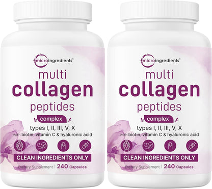 Micro Ingredients Paquete de 2 píldoras de colágeno múltiple para m...