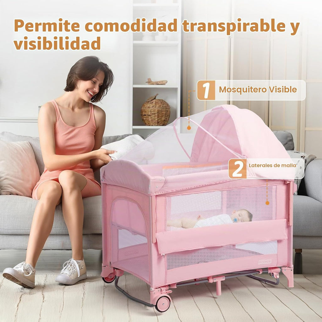 JOYMOR Moisés junto a la cama 9 en 1 con mesa cambiador, corralito...