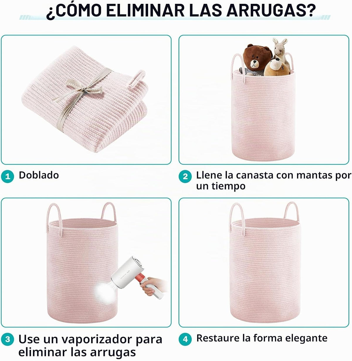 YOUDENOVA Cesta para Ropa Sucia, Cesta de Lavandería Tejida de 58L...
