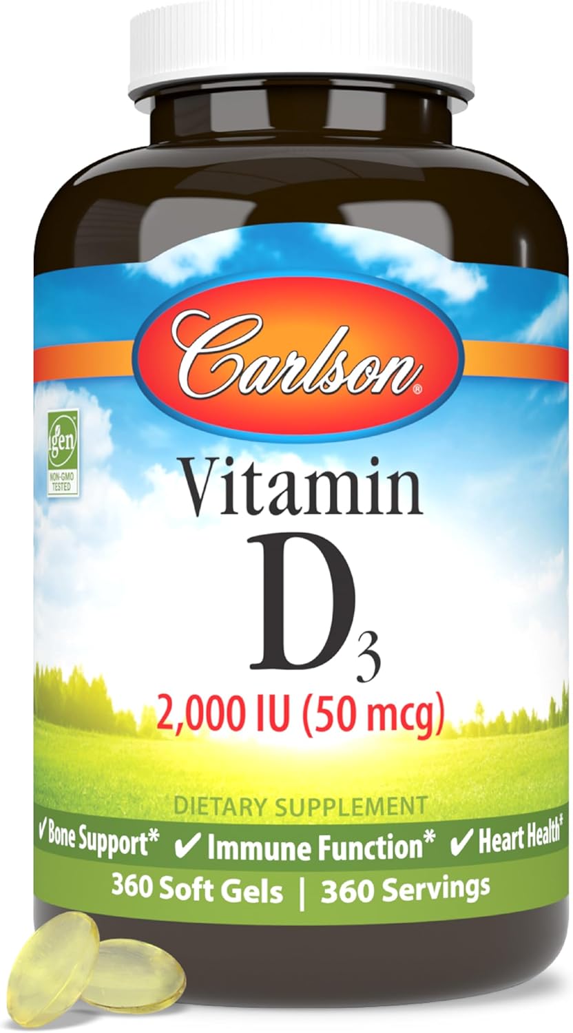 Carlson - Vitamina D3, 2000 UI (50 mcg), salud ósea e inmunológica,...
