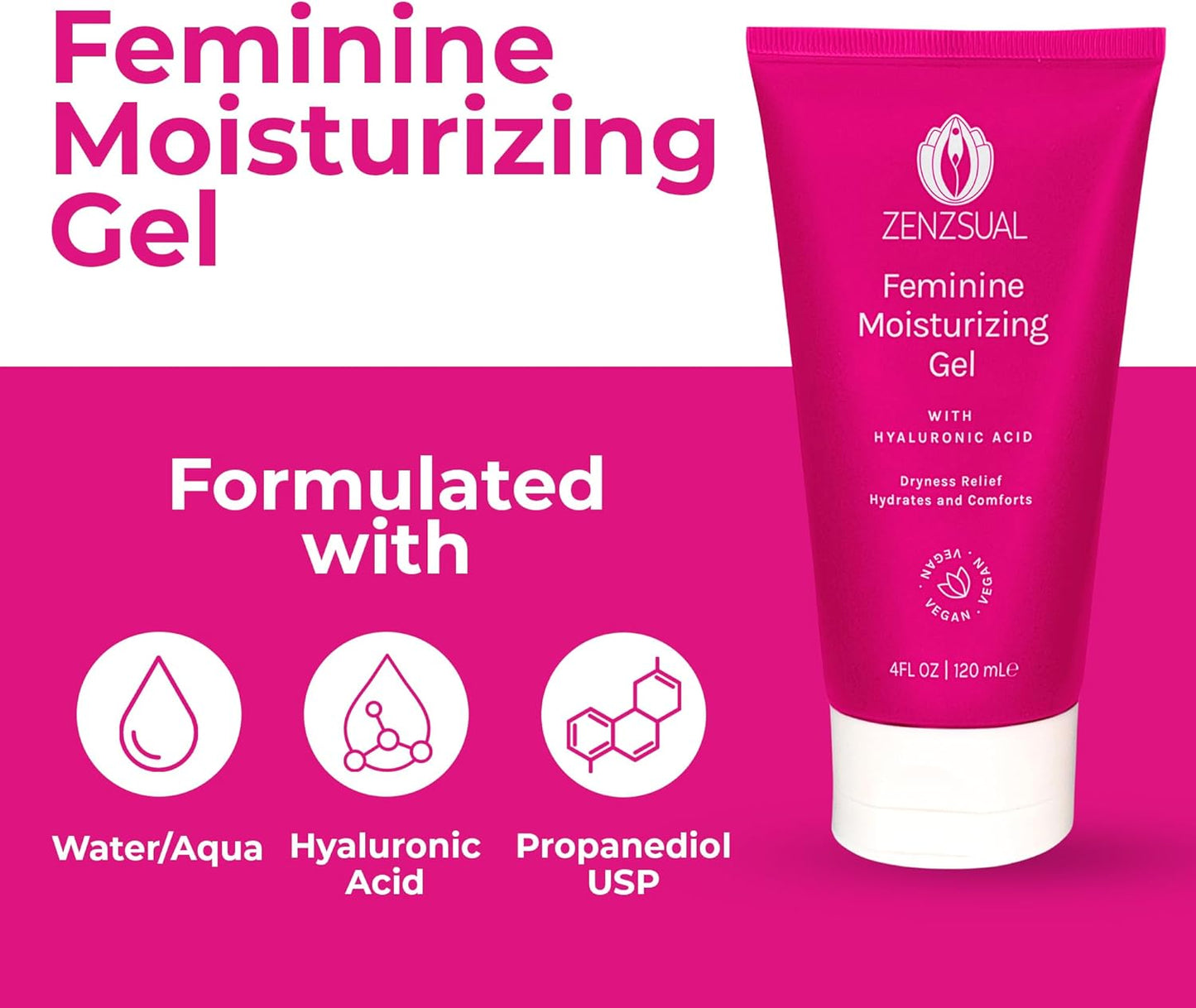 ZENZSUAL Gel hidratante femenino con ácido hialurónico \u2013 Gel a...