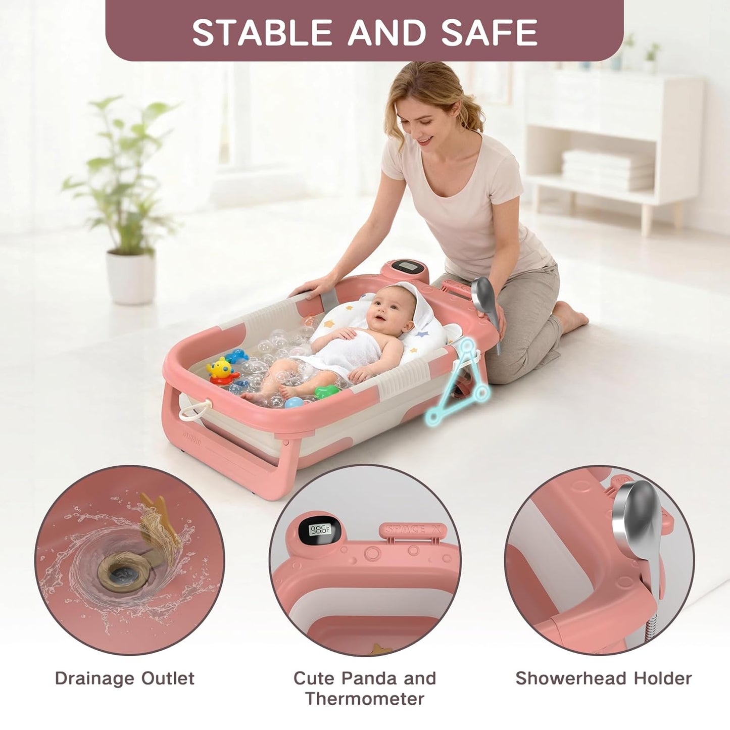Bañera plegable para recién nacidos a niños pequeños (0 a 24 meses)...