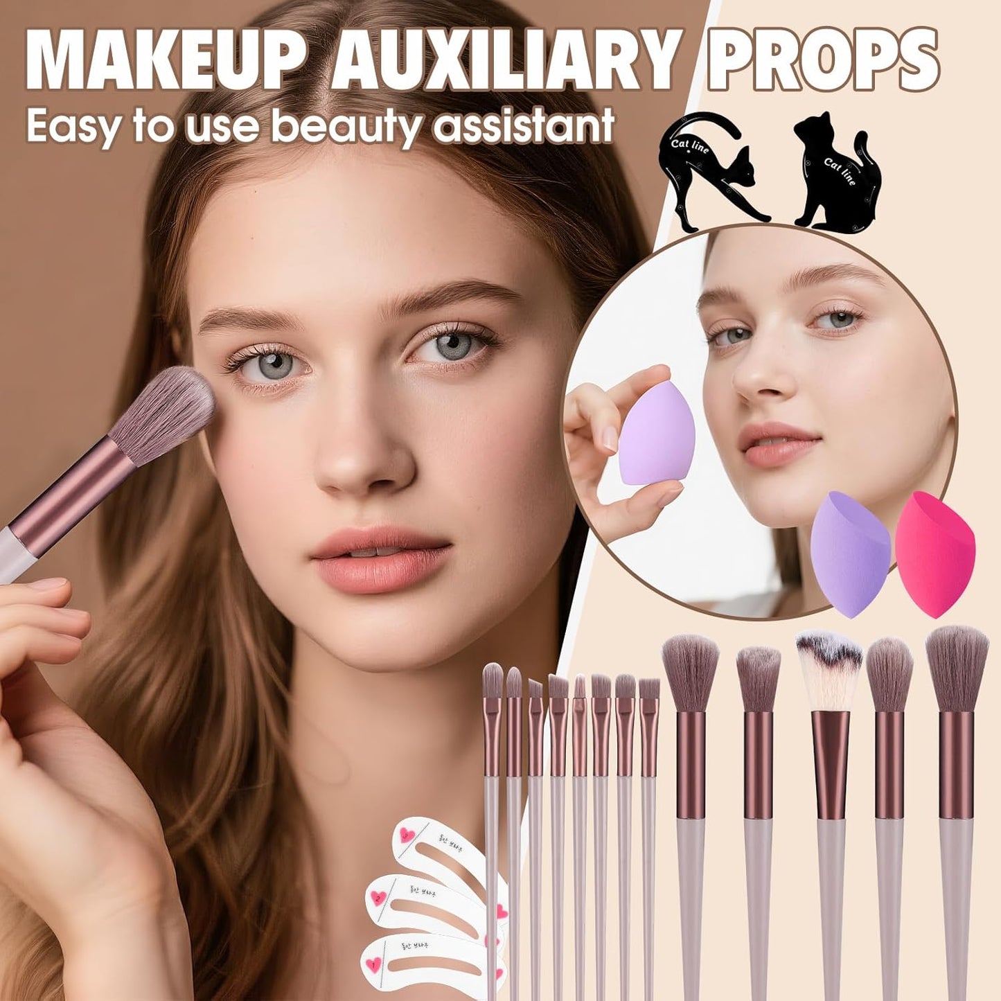 Kit completo de maquillaje para mujer, incluye base de sombra de ojos, paleta de sombra de ojos, brochas de maquillaje para adolescentes y niñas, juego de regalo de maquillaje todo en uno para mujeres