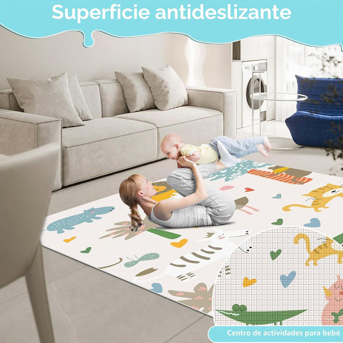 Fshibila Corralito para bebés de 50 x 50 pulgadas con paspartú, cor...