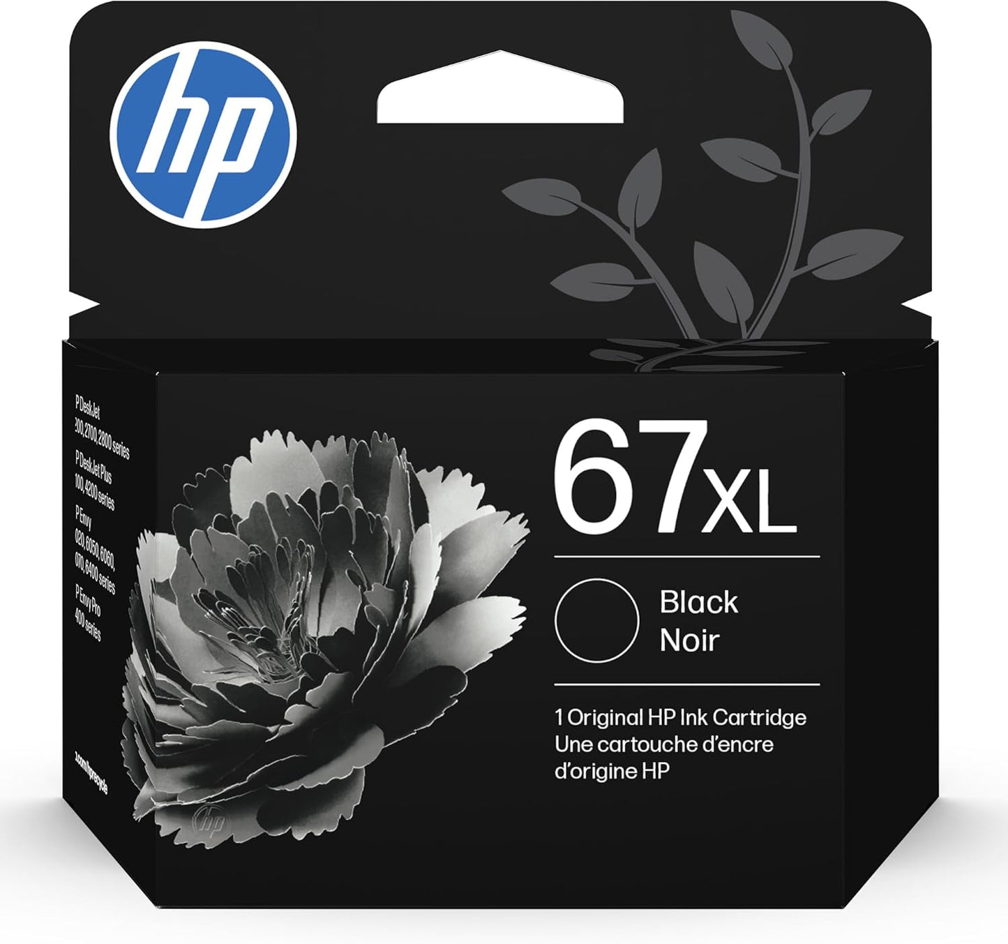 HP Cartucho de tinta negro de alto rendimiento 67XL | Funciona con DeskJet 1255, 2700, 4100, Envy 6000, 6400 Series | Elegible para tinta instantánea | 3YM57AN | El embalaje puede variar
