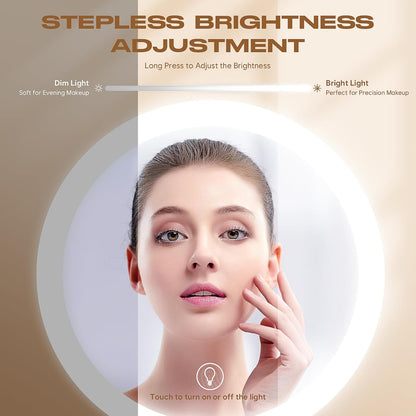 Espejo de Maquillaje con Luces, Espejo de Tocador con Rotación 360°...