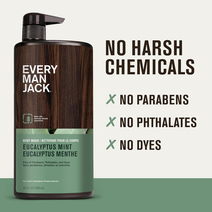 Every Man Jack Eucalyptus Mint - Gel de baño hidratante para hombre...