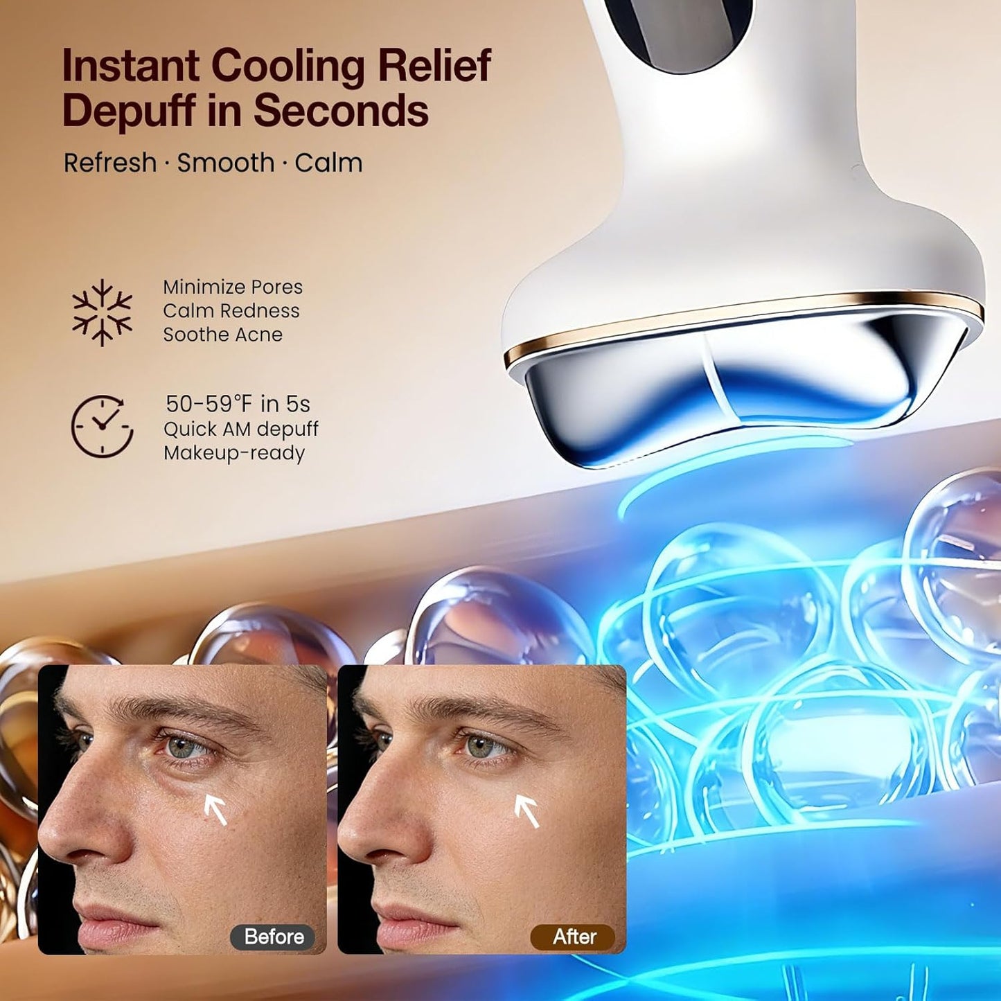 RFVDC Cold Heat Gua Sha - Masajeador linfático facial para cuello,...