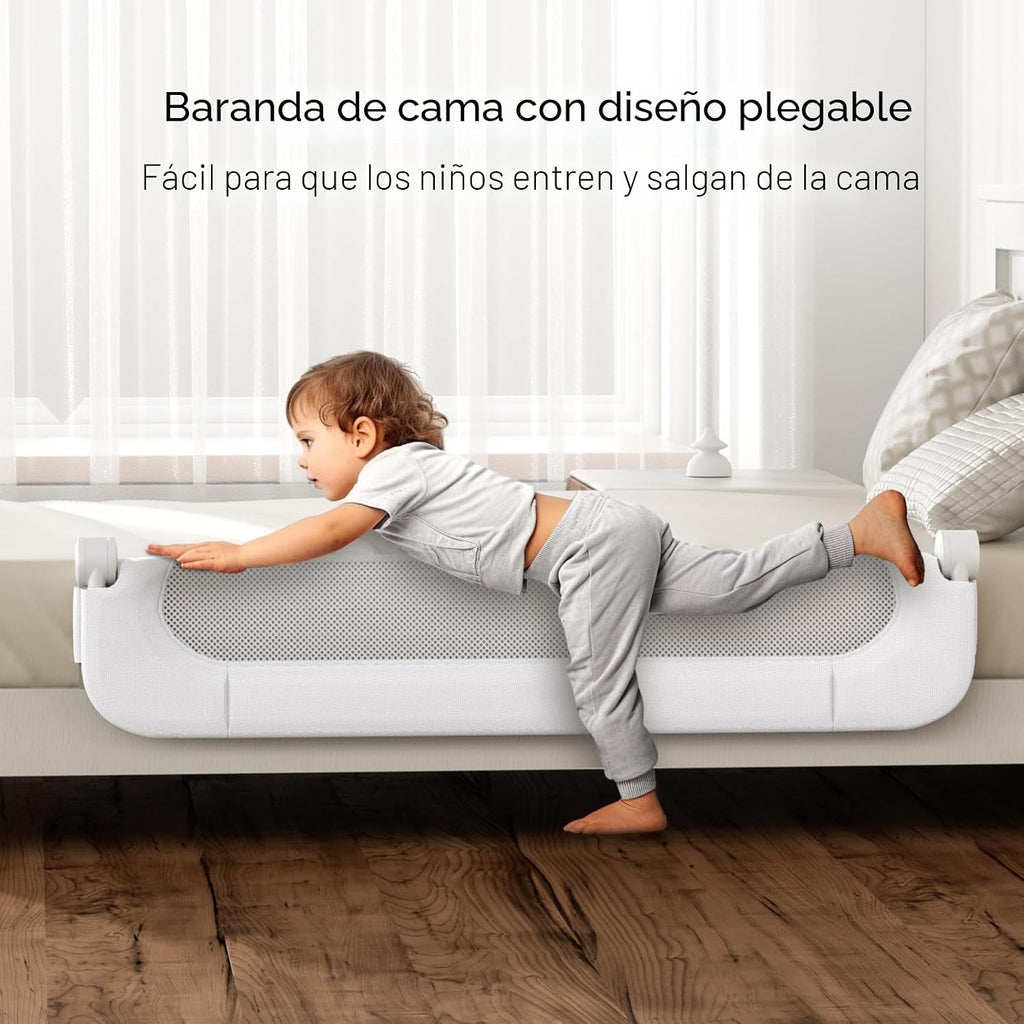 UPGOGO Riel de cama plegable para niños pequeños, blanco, 33 pulgad...