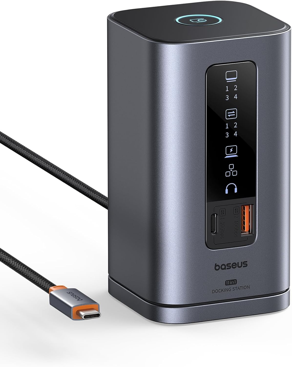 Baseus Estación de acoplamiento, Spacemate(Win) 11 en 1, pantalla triple, HDMI y DP 4K, puertos USB A/C de 10 Gbps, Gigabit Ethernet, 100 W PD, audio, estación de acoplamiento para laptop para Windows