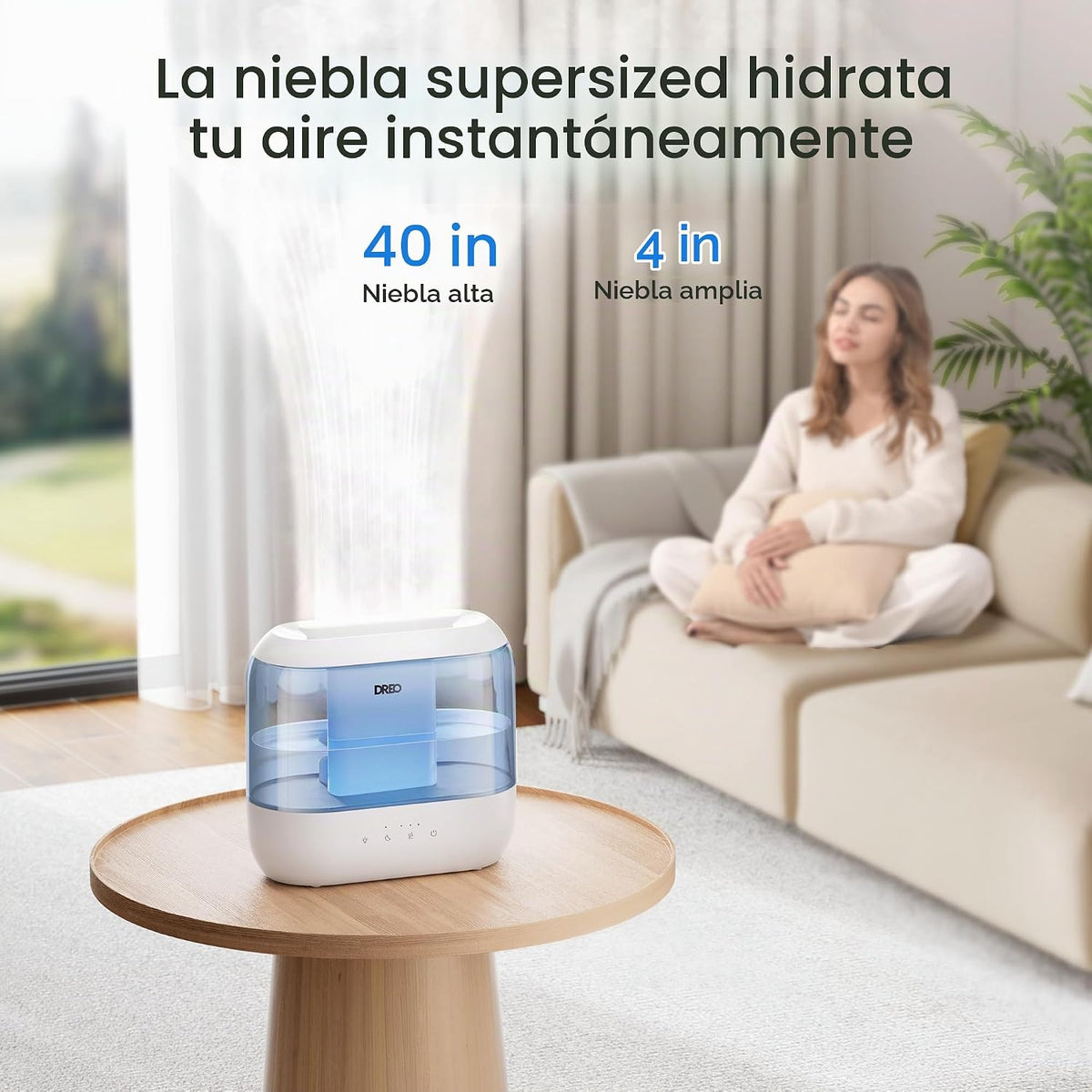 DREO Humidificadores de 4L para dormitorio, tiempo de ejecución de...